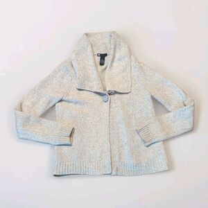 Carole Little Cardigan Sweater Womens Medium Beige Wool Angora Button Front